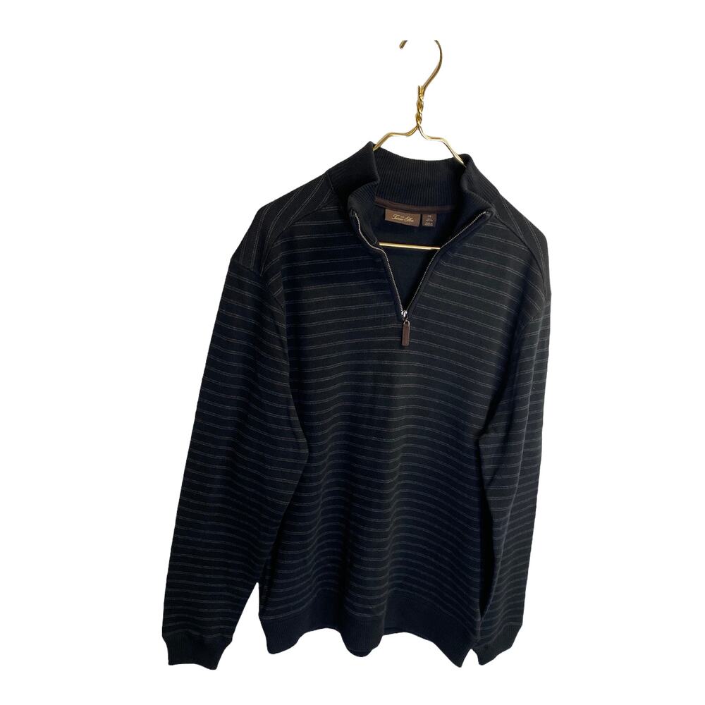 Tasso Elba Men's half Zip Marled Textured Knit Sweater Blue Size Medium - Picture 6 of 10